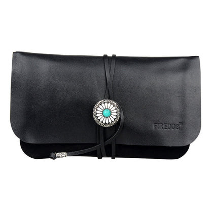 FIREDOG CL91 Portable Handmade Sheepskin Genuine Leather Tobacco Bag(Black)