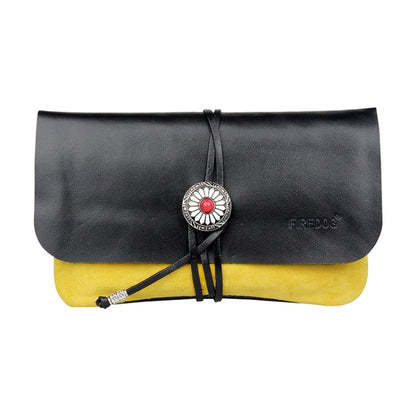 FIREDOG CL91 Blague à tabac portable faite main en cuir véritable de mouton (jaune)