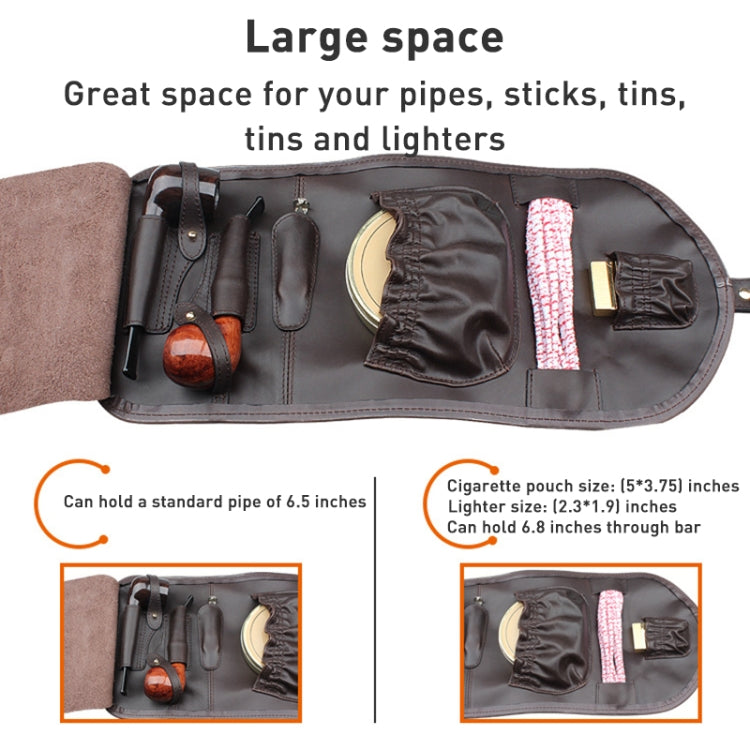 FIREDOG CL08 Sac de rangement en cuir pour pipe à tabac (Noir Marron Corde)