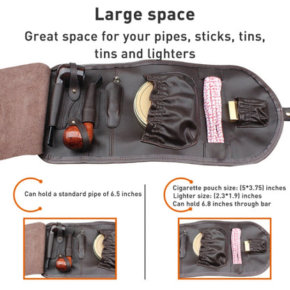 FIREDOG CL08 Sac de rangement en cuir pour pipe à tabac (Noir Marron Corde)