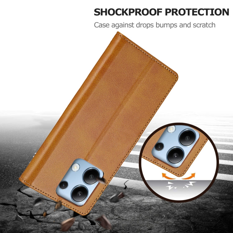 For Xiaomi Redmi Note 13 Pro 4G LC.IMEEKE Calf Texture Leather Phone Case(Brown)