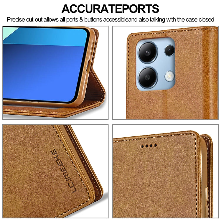 For Xiaomi Redmi Note 13 Pro 4G LC.IMEEKE Calf Texture Leather Phone Case(Brown)