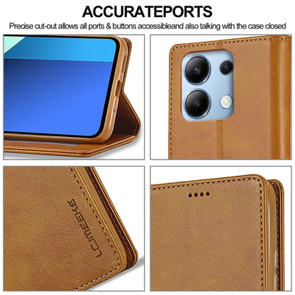 For Xiaomi Redmi Note 13 Pro 4G LC.IMEEKE Calf Texture Leather Phone Case(Brown)