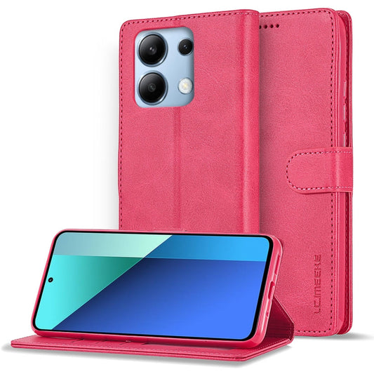 Pour Xiaomi Redmi Note 13 4G LC.IMEEKE Étui de téléphone en cuir texturé veau (rouge)