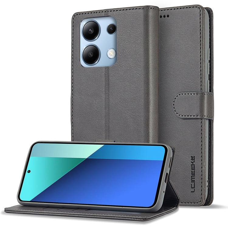 For Xiaomi Redmi Note 13 4G LC.IMEEKE Calf Texture Leather Phone Case(Grey)