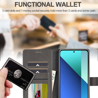 For Xiaomi Redmi Note 13 4G LC.IMEEKE Calf Texture Leather Phone Case(Grey)