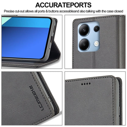 For Xiaomi Redmi Note 13 4G LC.IMEEKE Calf Texture Leather Phone Case(Grey)
