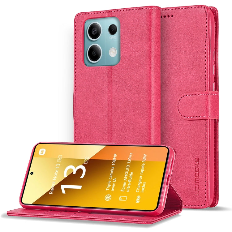For Xiaomi Redmi Note 13 5G LC.IMEEKE Calf Texture Leather Phone Case(Red)