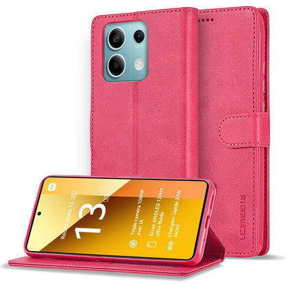 For Xiaomi Redmi Note 13 5G LC.IMEEKE Calf Texture Leather Phone Case(Red)