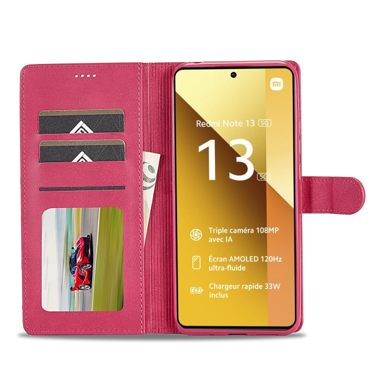 For Xiaomi Redmi Note 13 5G LC.IMEEKE Calf Texture Leather Phone Case(Red)