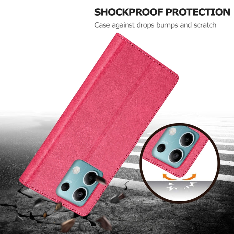 For Xiaomi Redmi Note 13 5G LC.IMEEKE Calf Texture Leather Phone Case(Red)