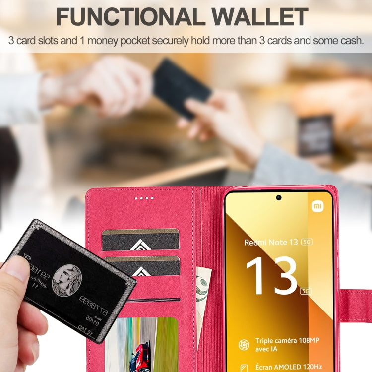 For Xiaomi Redmi Note 13 5G LC.IMEEKE Calf Texture Leather Phone Case(Red)
