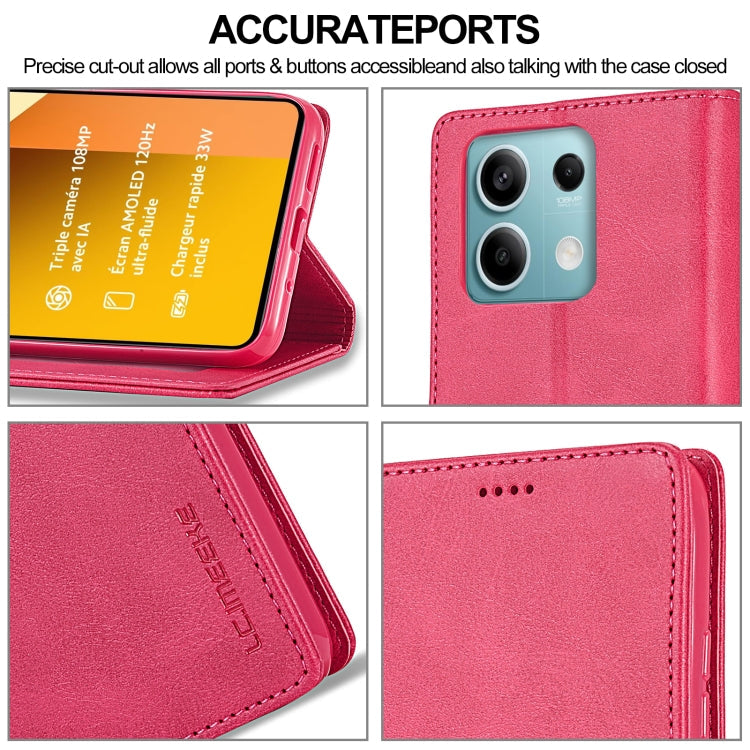 For Xiaomi Redmi Note 13 5G LC.IMEEKE Calf Texture Leather Phone Case(Red)