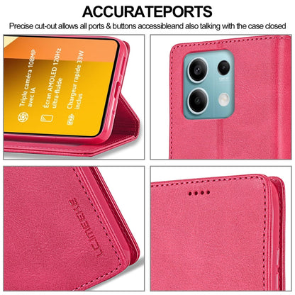 For Xiaomi Redmi Note 13 5G LC.IMEEKE Calf Texture Leather Phone Case(Red)
