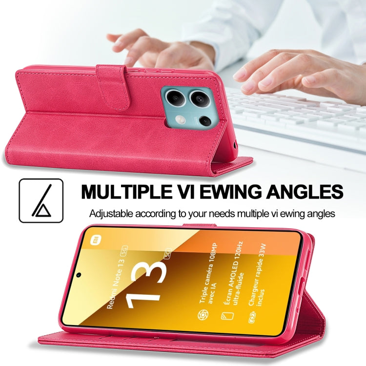 For Xiaomi Redmi Note 13 5G LC.IMEEKE Calf Texture Leather Phone Case(Red)