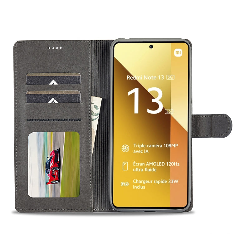 For Xiaomi Redmi Note 13 5G LC.IMEEKE Calf Texture Leather Phone Case(Grey)