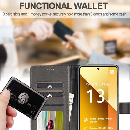 For Xiaomi Redmi Note 13 5G LC.IMEEKE Calf Texture Leather Phone Case(Grey)