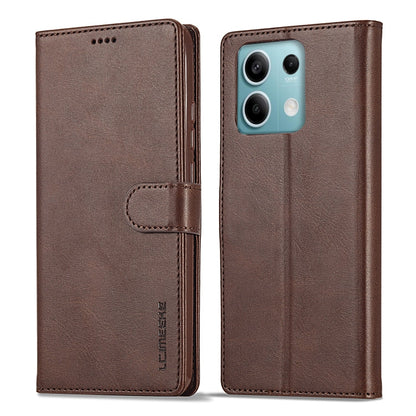 For Xiaomi Redmi Note 13 5G LC.IMEEKE Calf Texture Leather Phone Case(Coffee)