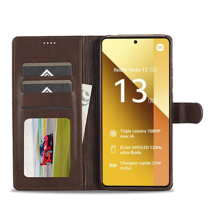 For Xiaomi Redmi Note 13 5G LC.IMEEKE Calf Texture Leather Phone Case(Coffee)