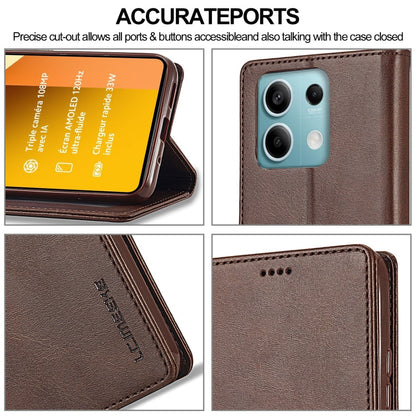 For Xiaomi Redmi Note 13 5G LC.IMEEKE Calf Texture Leather Phone Case(Coffee)