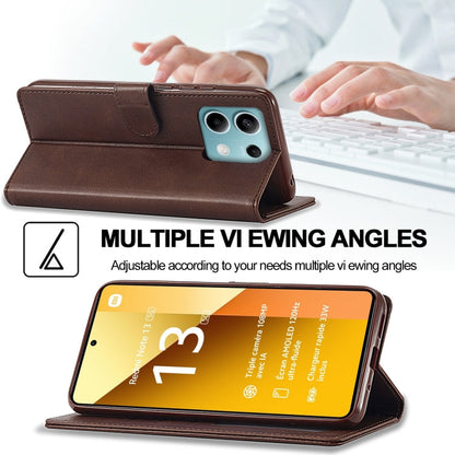 For Xiaomi Redmi Note 13 5G LC.IMEEKE Calf Texture Leather Phone Case(Coffee)