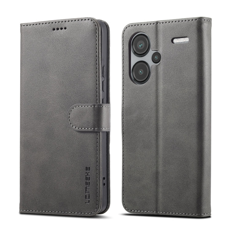 Pour Xiaomi Redmi Note 13 Pro+ Étui de téléphone en cuir texturé de veau LC.IMEEKE (gris)