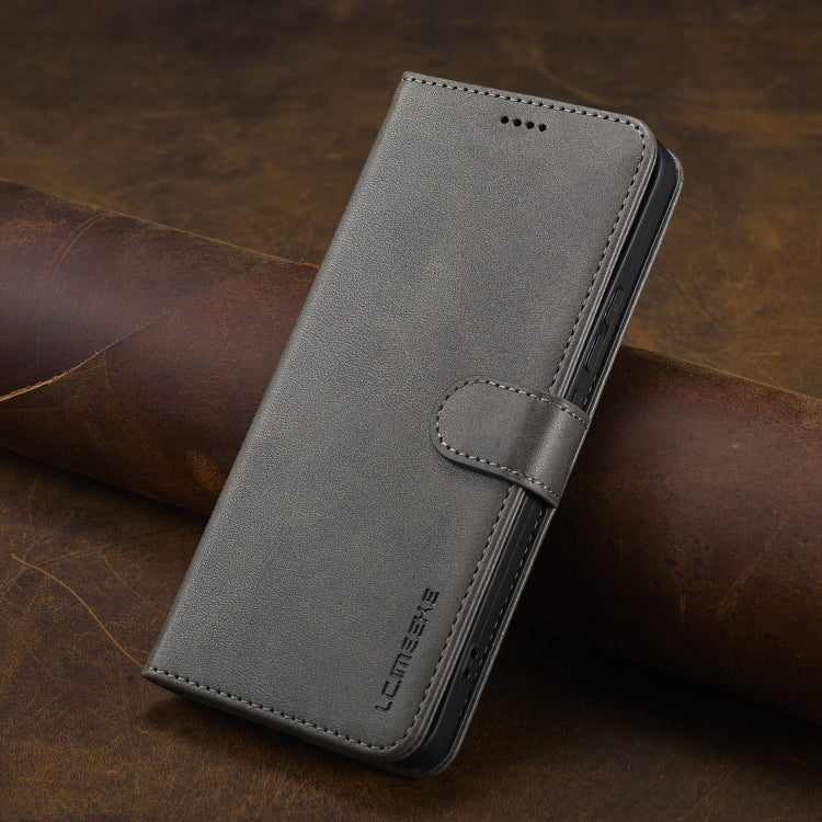 Pour Xiaomi Redmi Note 13 Pro+ Étui de téléphone en cuir texturé de veau LC.IMEEKE (gris)