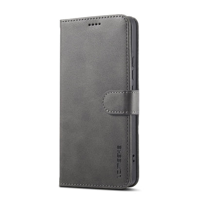 Pour Xiaomi Redmi Note 13 Pro+ Étui de téléphone en cuir texturé de veau LC.IMEEKE (gris)
