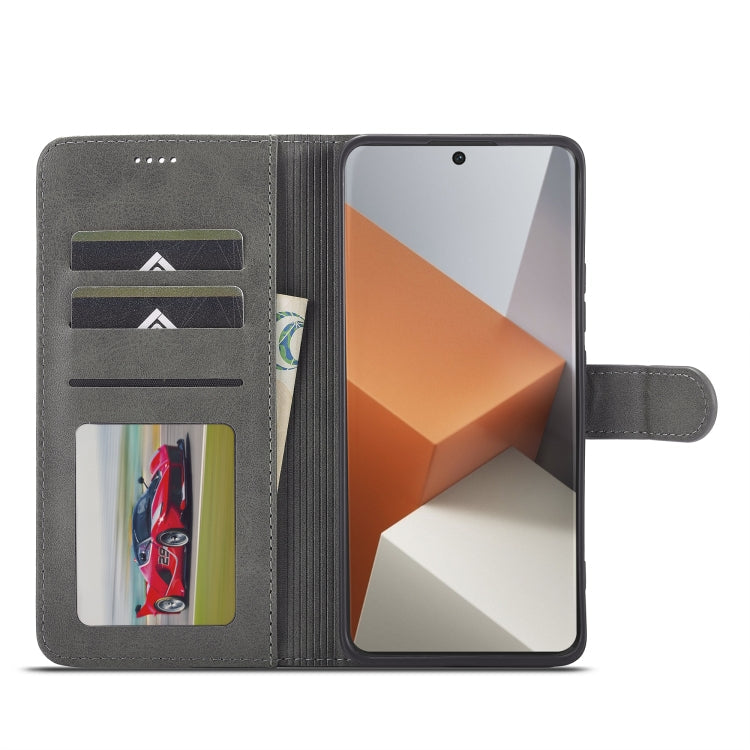 Pour Xiaomi Redmi Note 13 Pro+ Étui de téléphone en cuir texturé de veau LC.IMEEKE (gris)