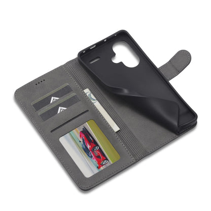 Pour Xiaomi Redmi Note 13 Pro+ Étui de téléphone en cuir texturé de veau LC.IMEEKE (gris)