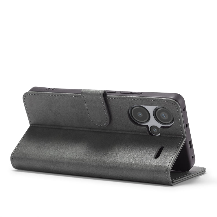 Pour Xiaomi Redmi Note 13 Pro+ Étui de téléphone en cuir texturé de veau LC.IMEEKE (gris)