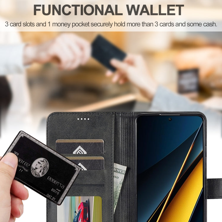 For Xiaomi Poco X6 Pro LC.IMEEKE Calf Texture Leather Phone Case(Black)