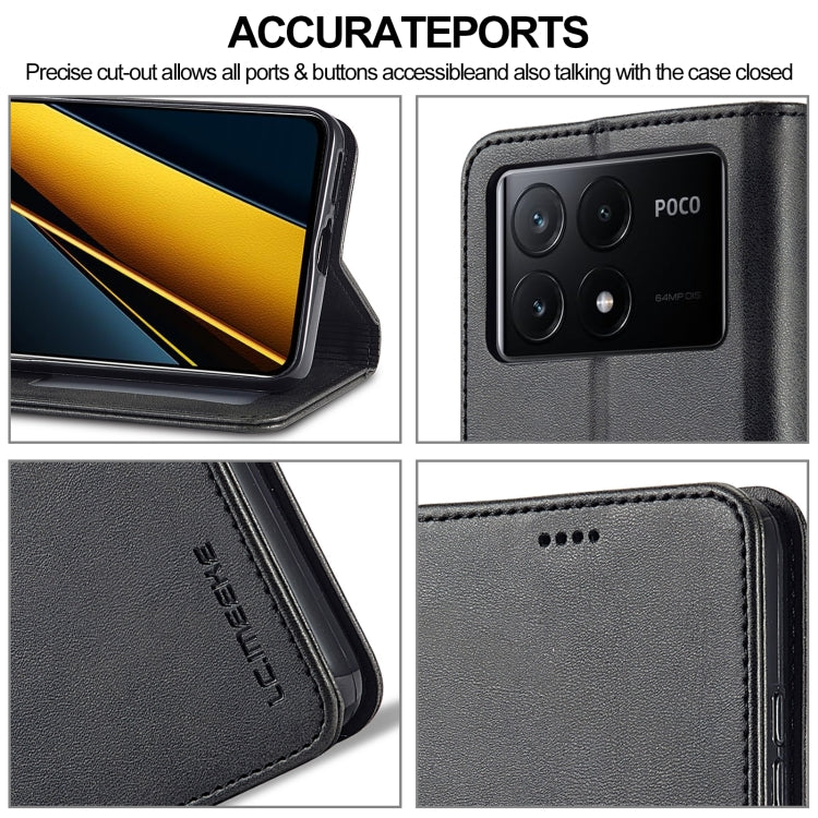 For Xiaomi Poco X6 Pro LC.IMEEKE Calf Texture Leather Phone Case(Black)