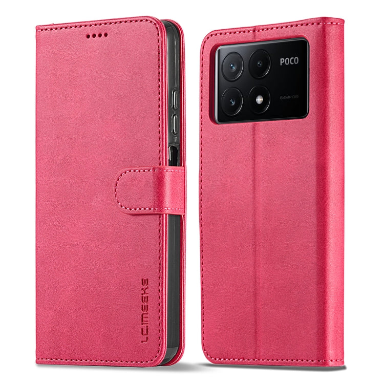 For Xiaomi Poco X6 Pro LC.IMEEKE Calf Texture Leather Phone Case(Red)