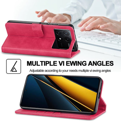 For Xiaomi Poco X6 Pro LC.IMEEKE Calf Texture Leather Phone Case(Red)