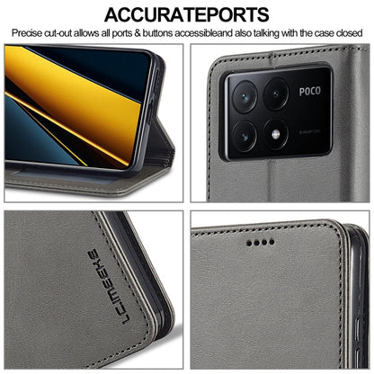 For Xiaomi Poco X6 Pro LC.IMEEKE Calf Texture Leather Phone Case(Grey)