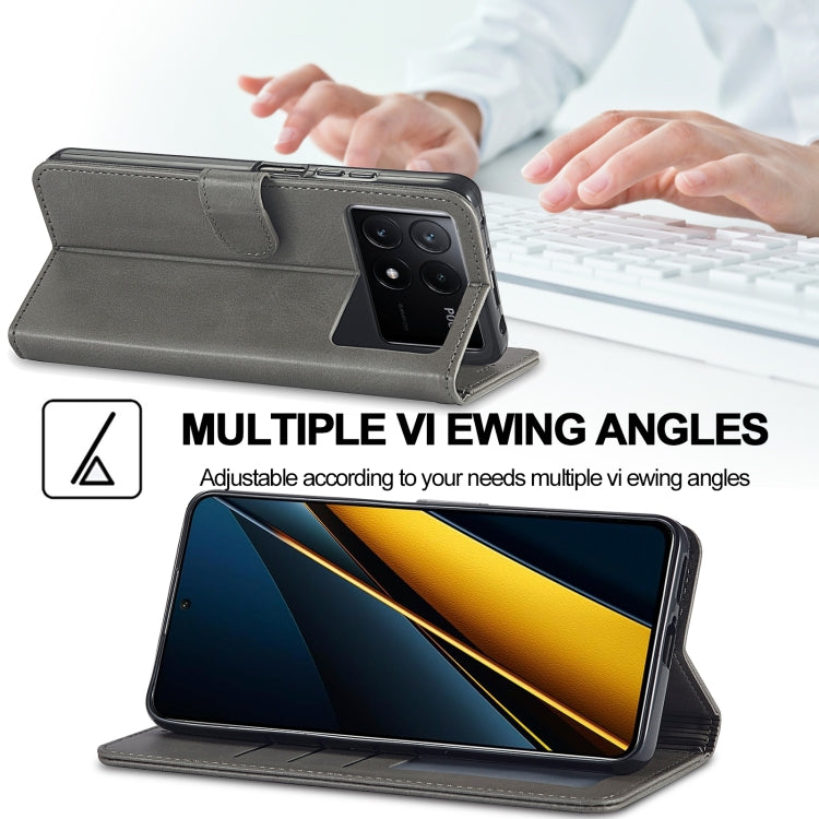 For Xiaomi Poco X6 Pro LC.IMEEKE Calf Texture Leather Phone Case(Grey)