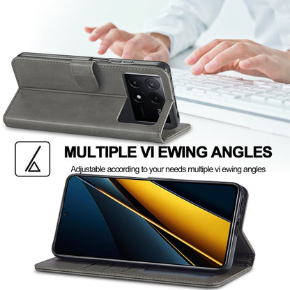 For Xiaomi Poco X6 Pro LC.IMEEKE Calf Texture Leather Phone Case(Grey)