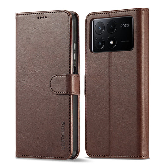 For Xiaomi Poco X6 Pro LC.IMEEKE Calf Texture Leather Phone Case(Coffee)