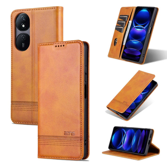 Pour l'honneur Play 50 Plus AZNS Étui de téléphone en cuir à rabat magnétique texturé veau (marron clair)