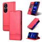 Étui de téléphone en cuir à rabat avec texture magnétique en veau pour Honor Play 50 Plus AZNS (Rouge)