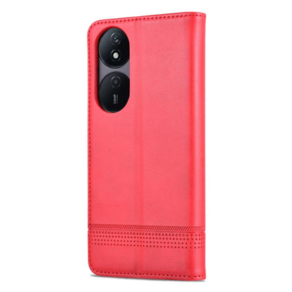 Étui de téléphone en cuir à rabat avec texture magnétique en veau pour Honor Play 50 Plus AZNS (Rouge)