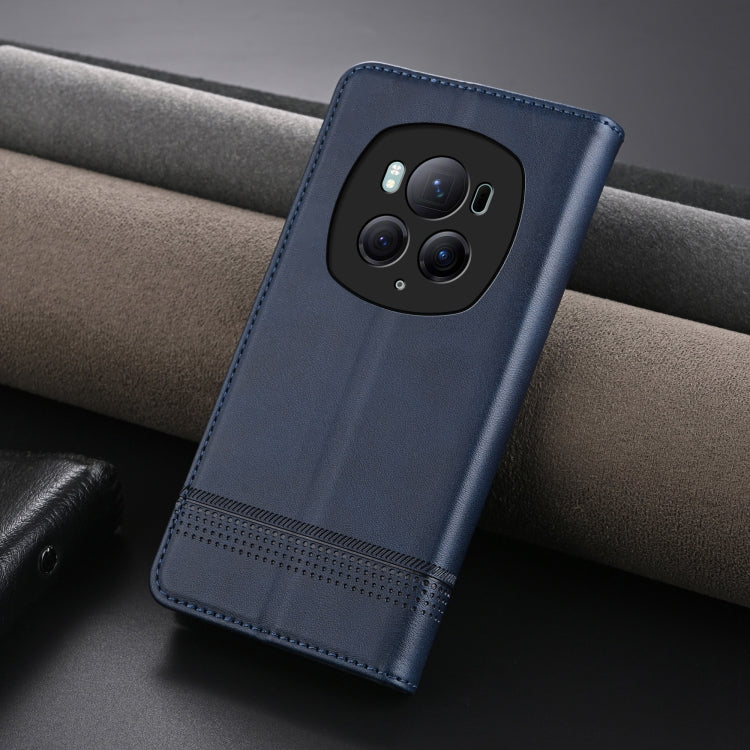 For Honor Magic6 Pro AZNS Magnetic Calf Texture Flip Leather Phone Case(Dark Blue)