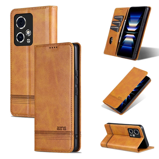 For Honor 90 GT AZNS Magnetic Calf Texture Flip Leather Phone Case(Light Brown)