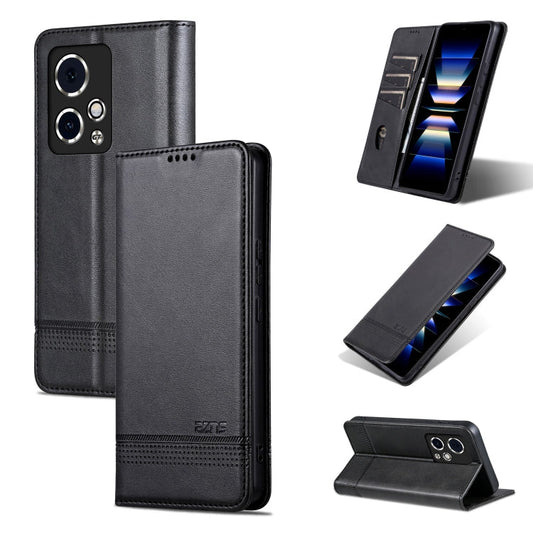 For Honor 90 GT AZNS Magnetic Calf Texture Flip Leather Phone Case(Black)