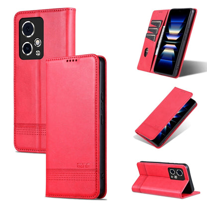 Pour Honor 90 GT AZNS Étui de Téléphone en Cuir à Rabat Magnétique Texture Veau (Rouge)