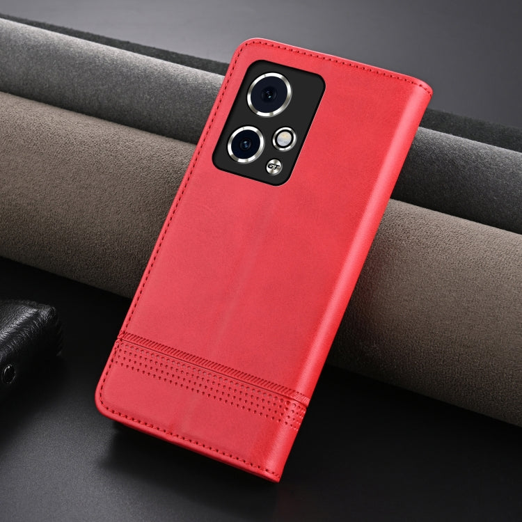 Pour Honor 90 GT AZNS Étui de Téléphone en Cuir à Rabat Magnétique Texture Veau (Rouge)