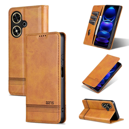 Pour les étuis de téléphone en cuir à rabat texturé veau magnétique Honor Play 50/Play 50m 5G AZNS (marron clair)