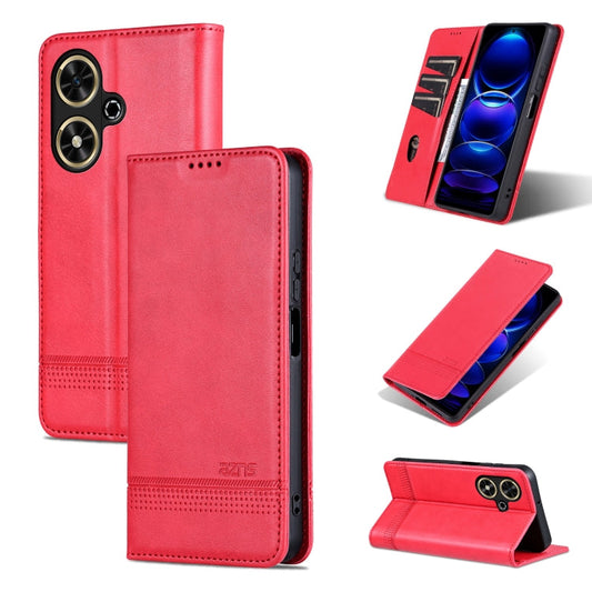 Pour Honor Play 50/Play 50m 5G AZNS Étui de téléphone en cuir à rabat texturé veau magnétique (Rouge)