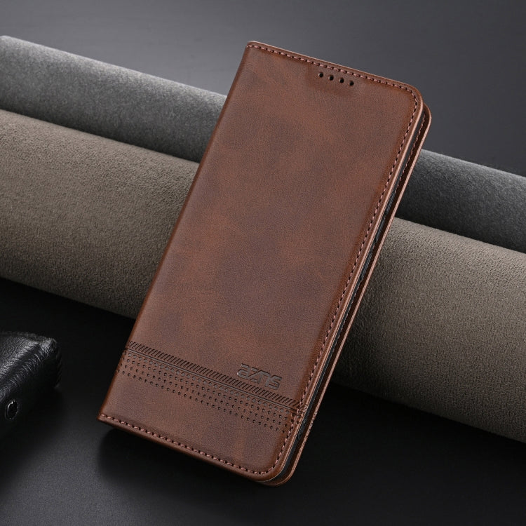 For Honor 200 Pro AZNS Magnetic Calf Texture Flip Leather Phone Case(Dark Brown)